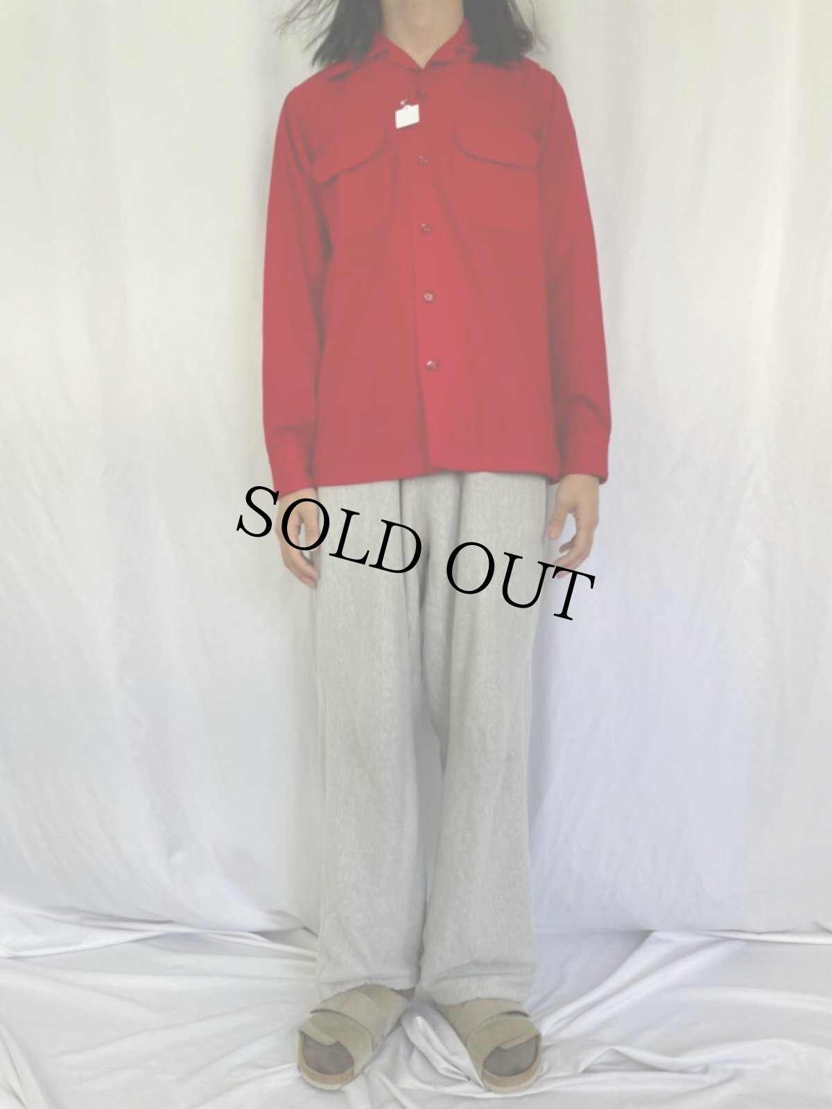 画像2: 50's PENDLETON オープンカラーウールシャツ S (2)