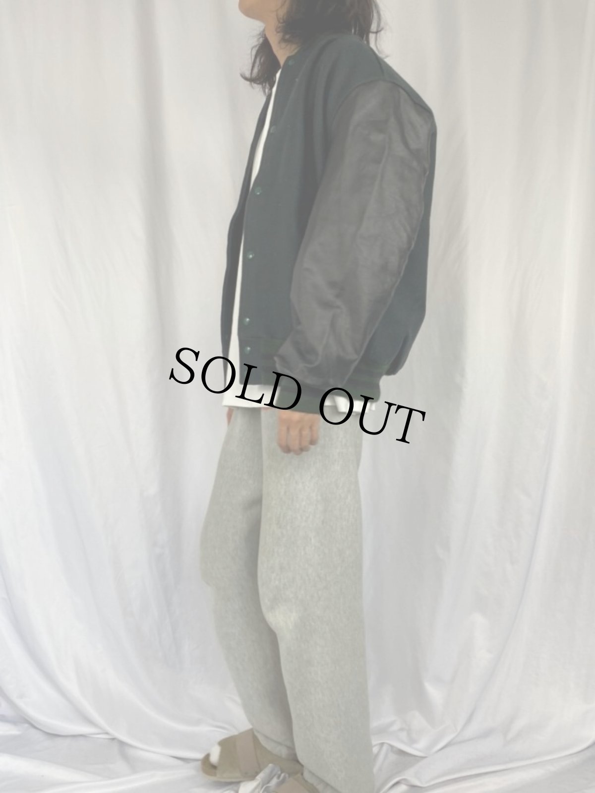 画像3: DeLONG USA製 ウール×レザースタジャン XL (3)