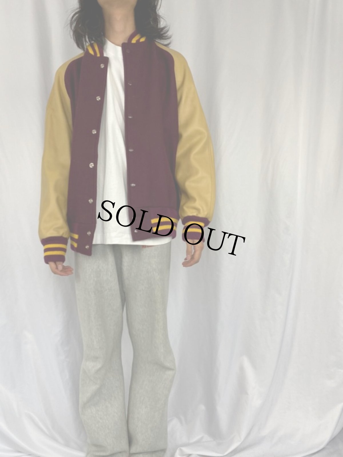 画像2: SKOOKUM ウール×レザースタジャン 48 (2)