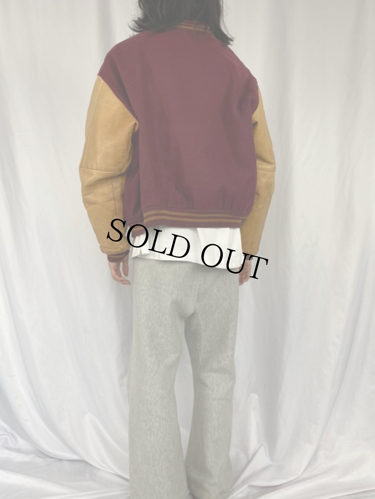 画像4: 80's BROOKS BROTHERS USA製 ウール×レザースタジャン XL (4)