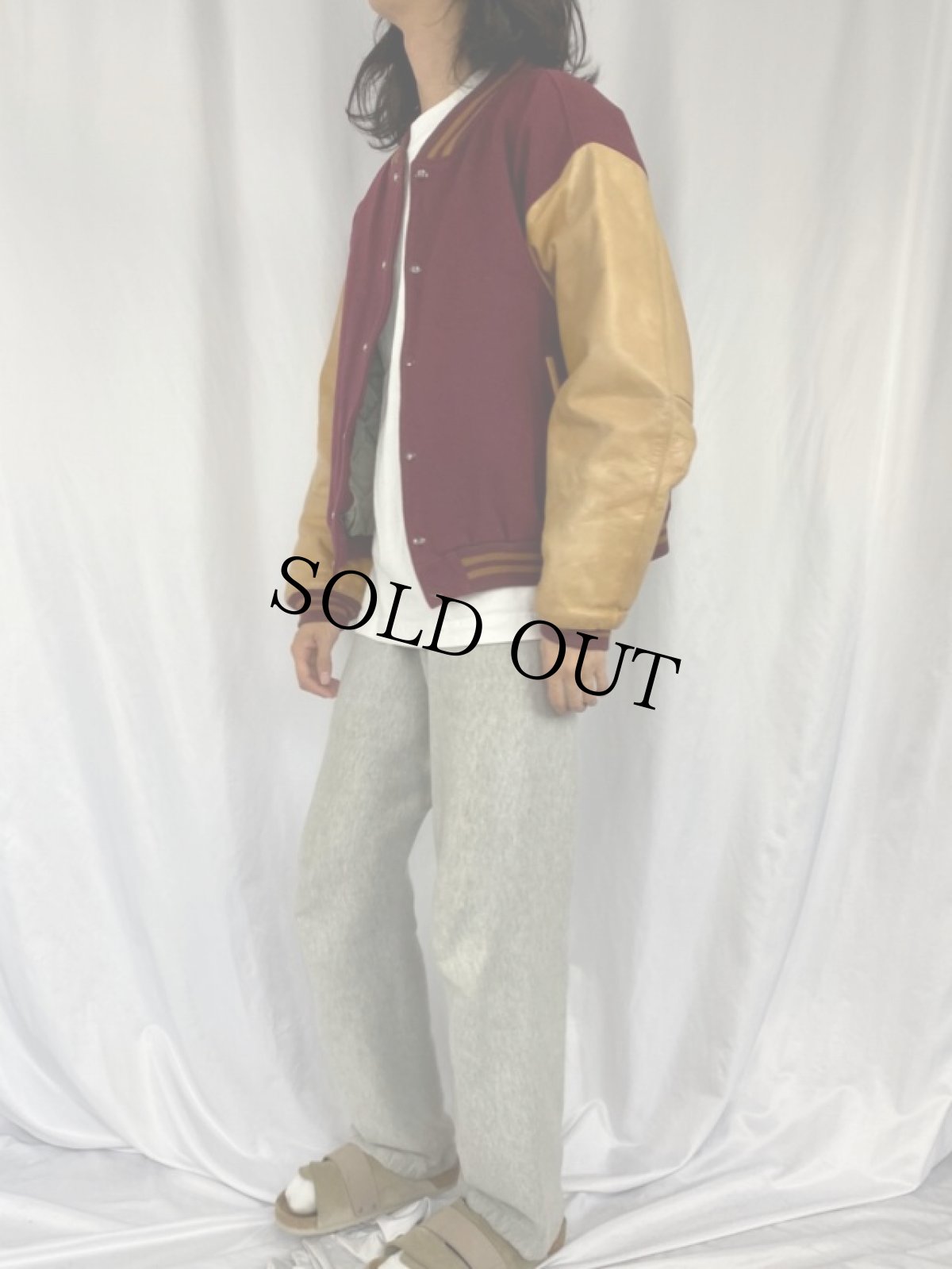 画像3: 80's BROOKS BROTHERS USA製 ウール×レザースタジャン XL (3)