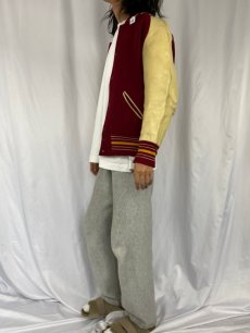 画像3: 80's LASLEY KNITTING CO. ウール×レザースタジャン 44 (3)