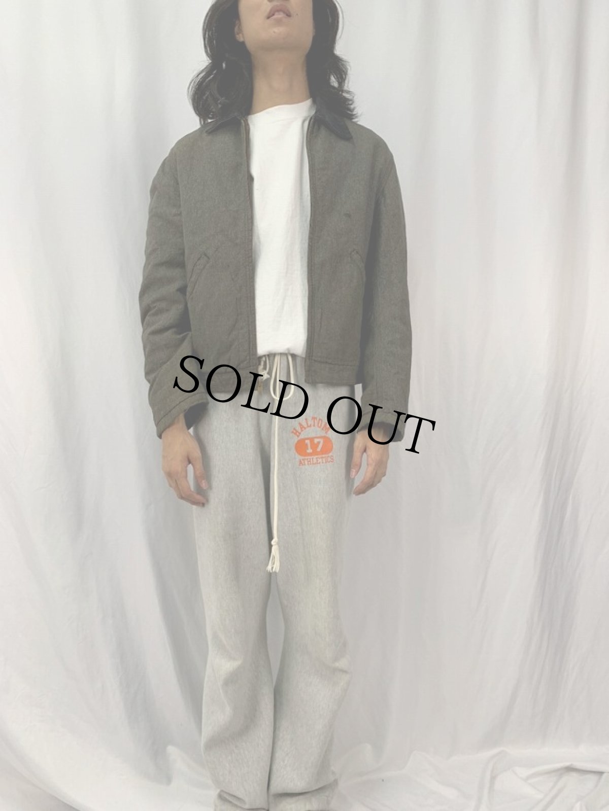 画像2: 50〜60's Sears ブランケットライナー ブラックシャンブレー カバーオール (2)