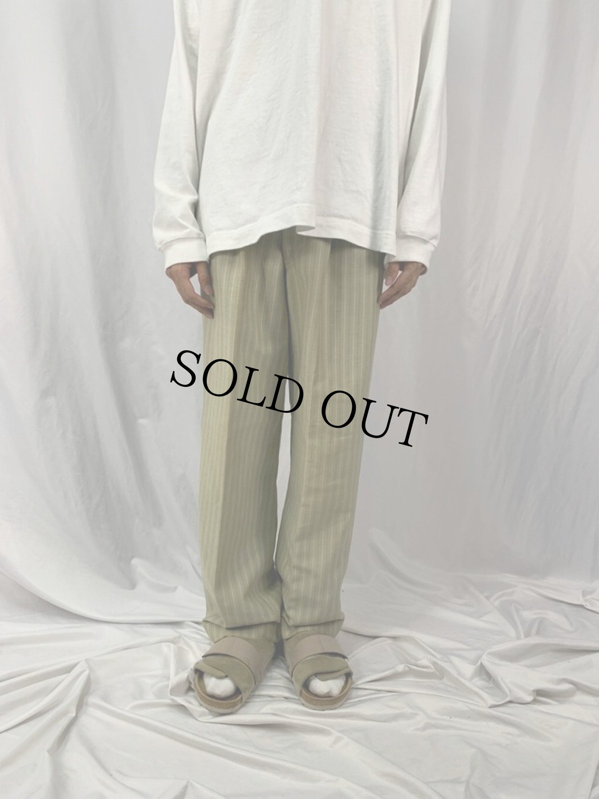 画像2: 50's Palm Beach マルチストライプ柄 ツータックウールスラックス W20-28 (2)