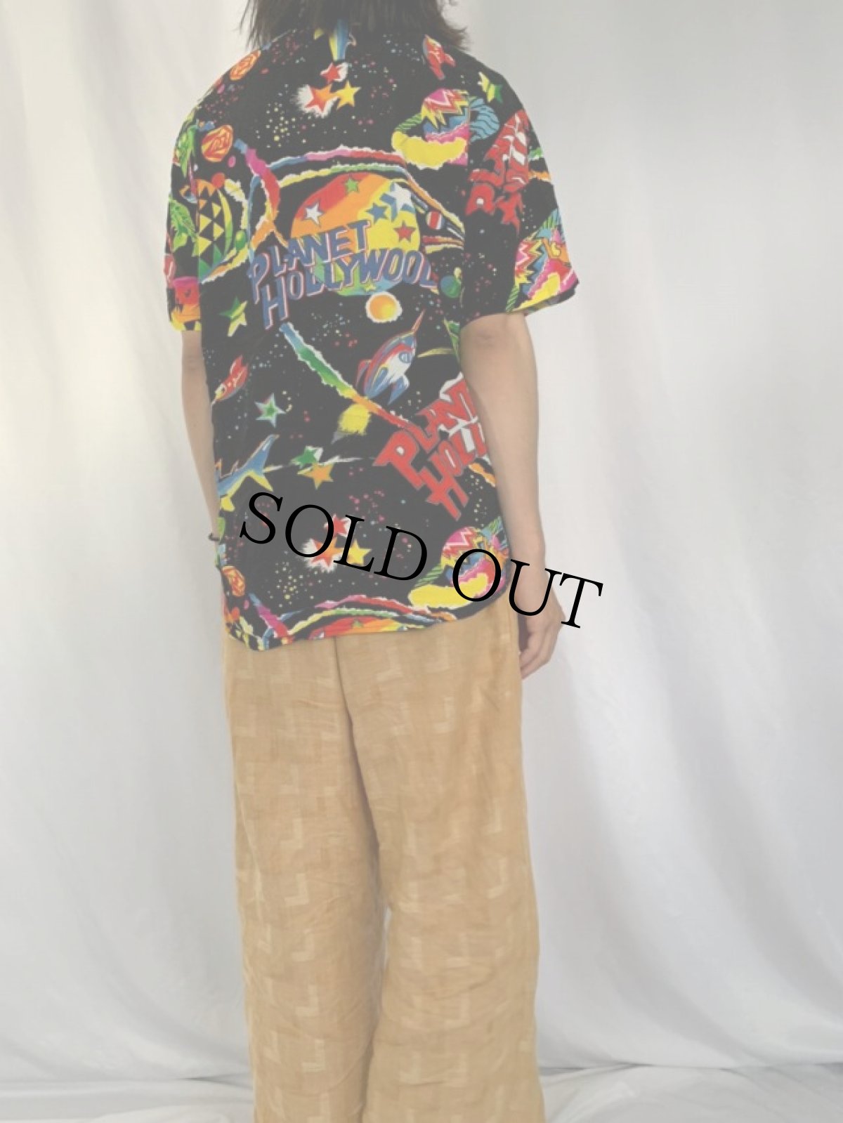 画像4: JAMS WORLD "PLANET HOLLYWOOD" 総柄プリント レーヨンシャツ S (4)