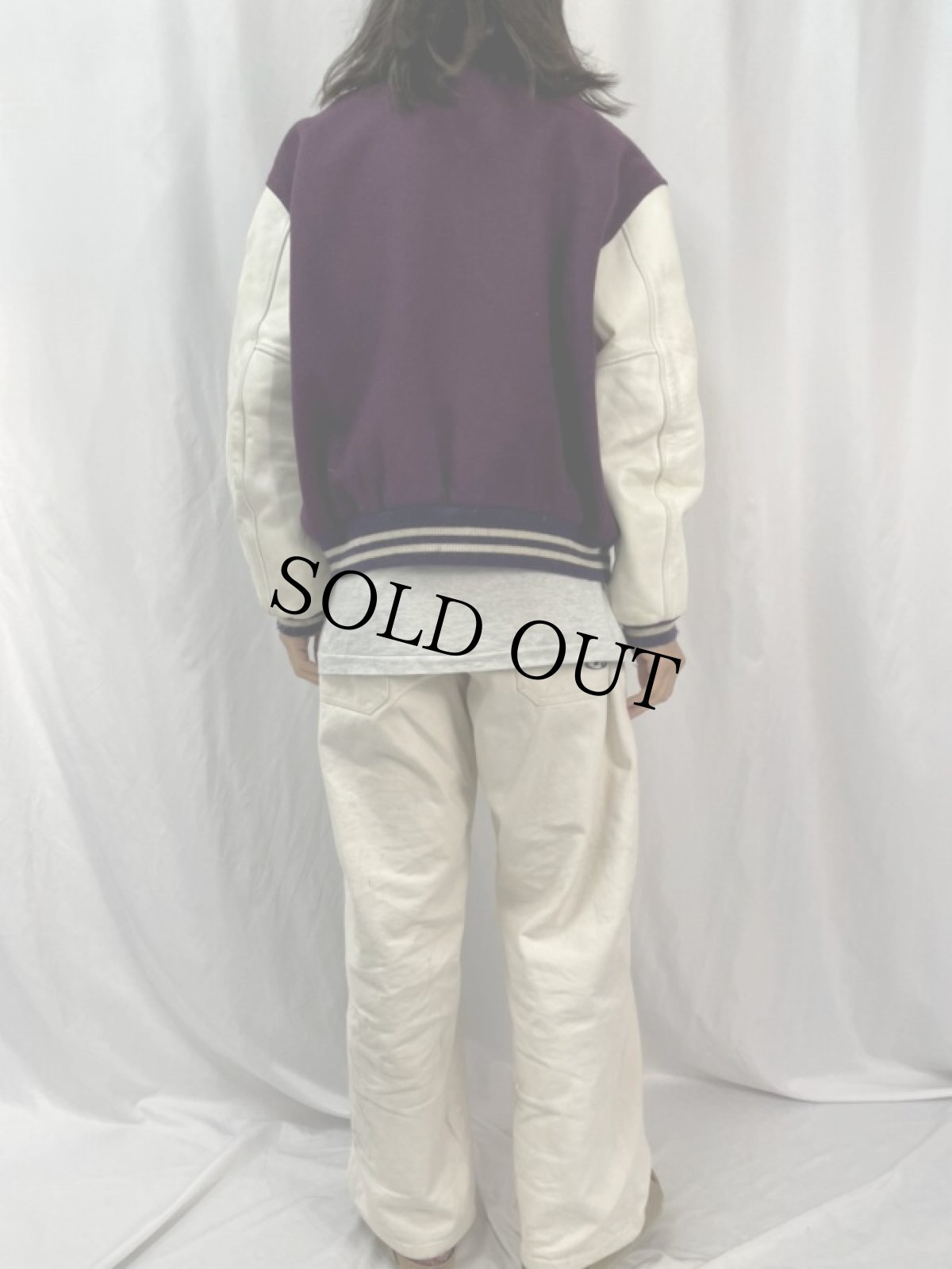 画像4: 80〜90's BUTWIN USA製 ウール×レザースタジャン size46 (4)