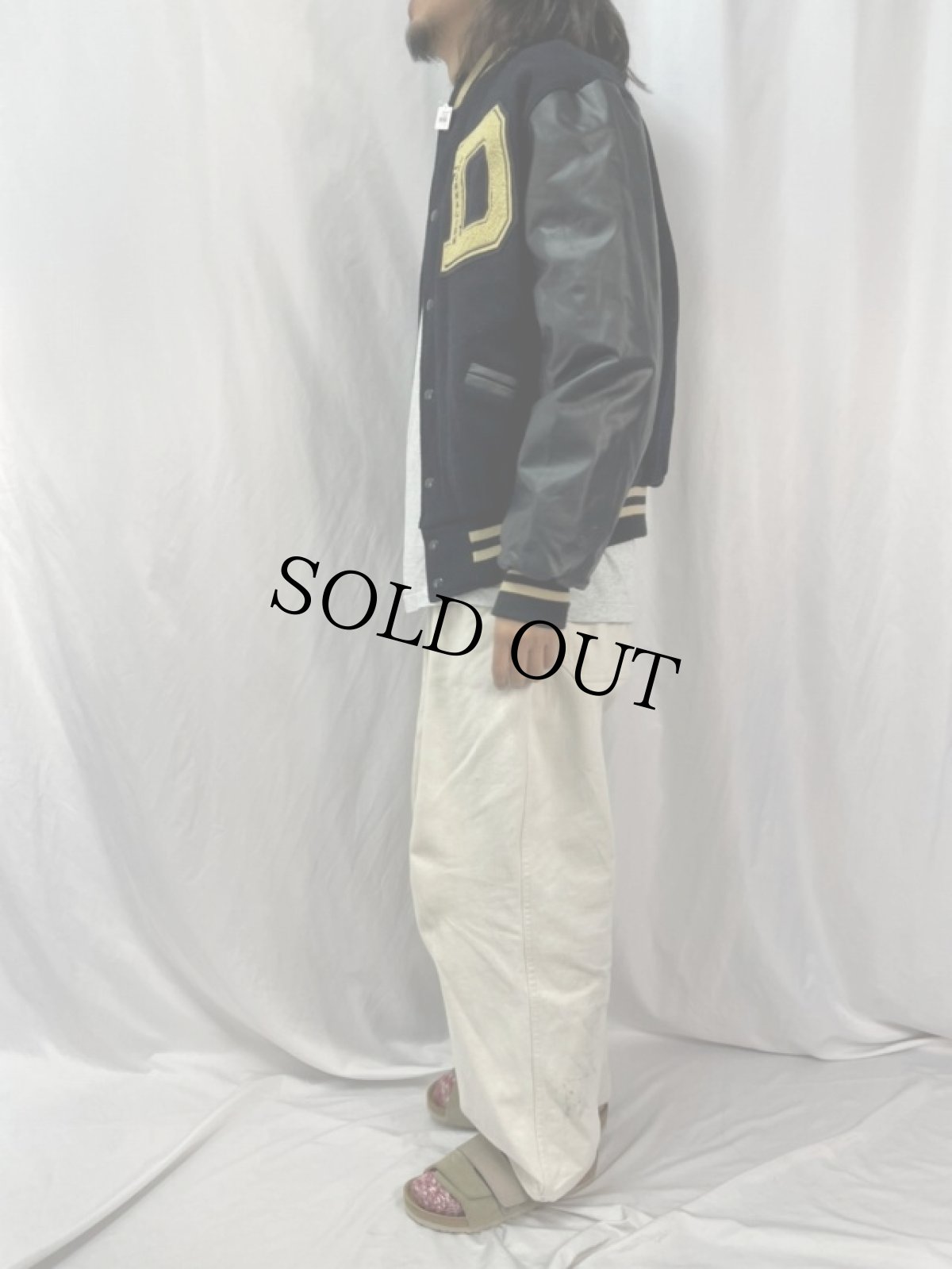 画像3: Meca パッチ付き ウール×レザースタジャン L (3)