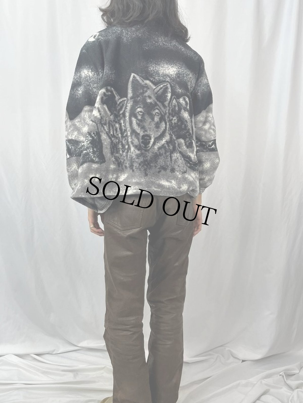 画像4: オオカミ柄 フリースジャケット 42/44 (4)