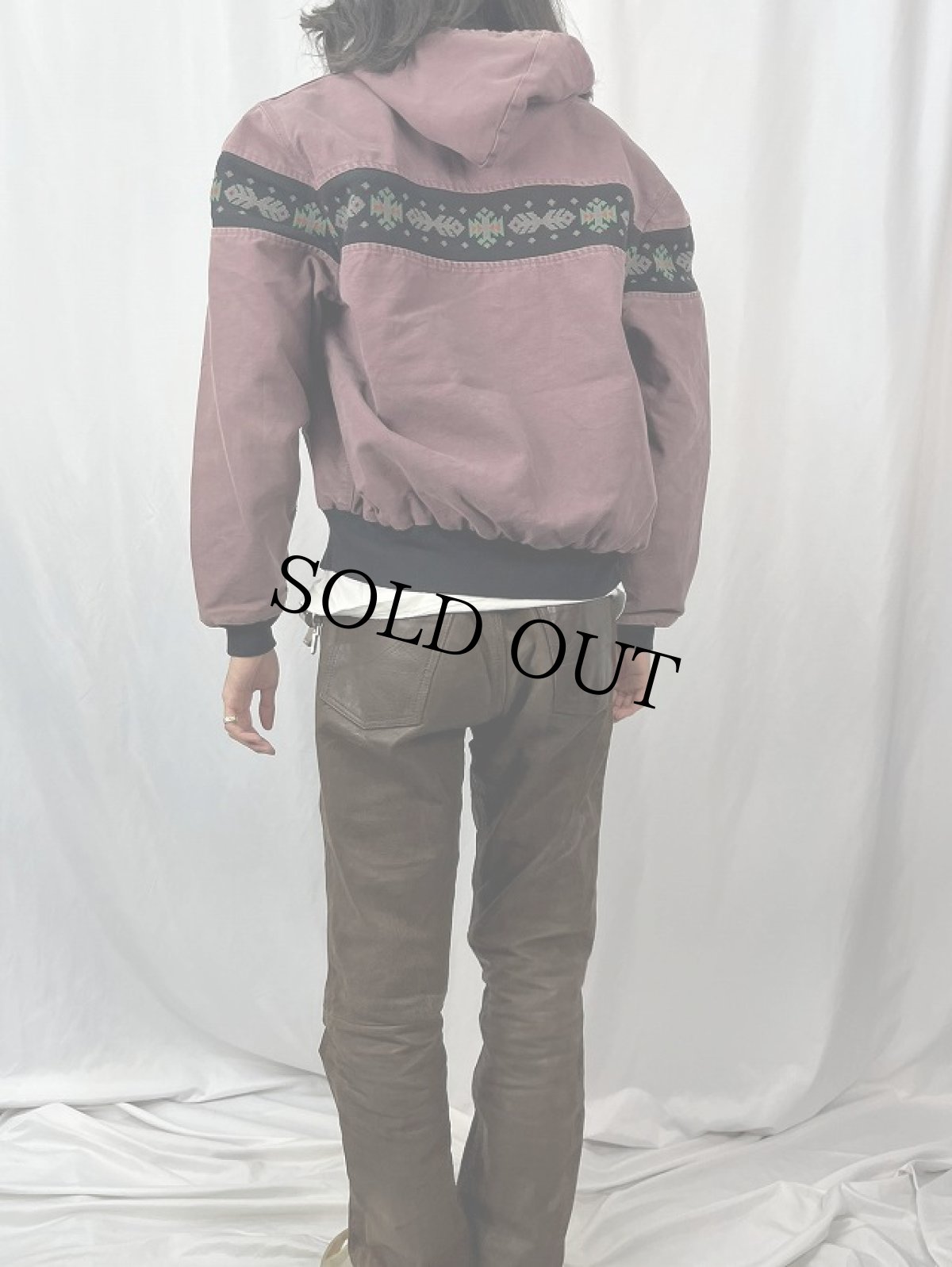 画像4: 90's Carhartt USA製 ネイティブ柄アクティブパーカー M (4)