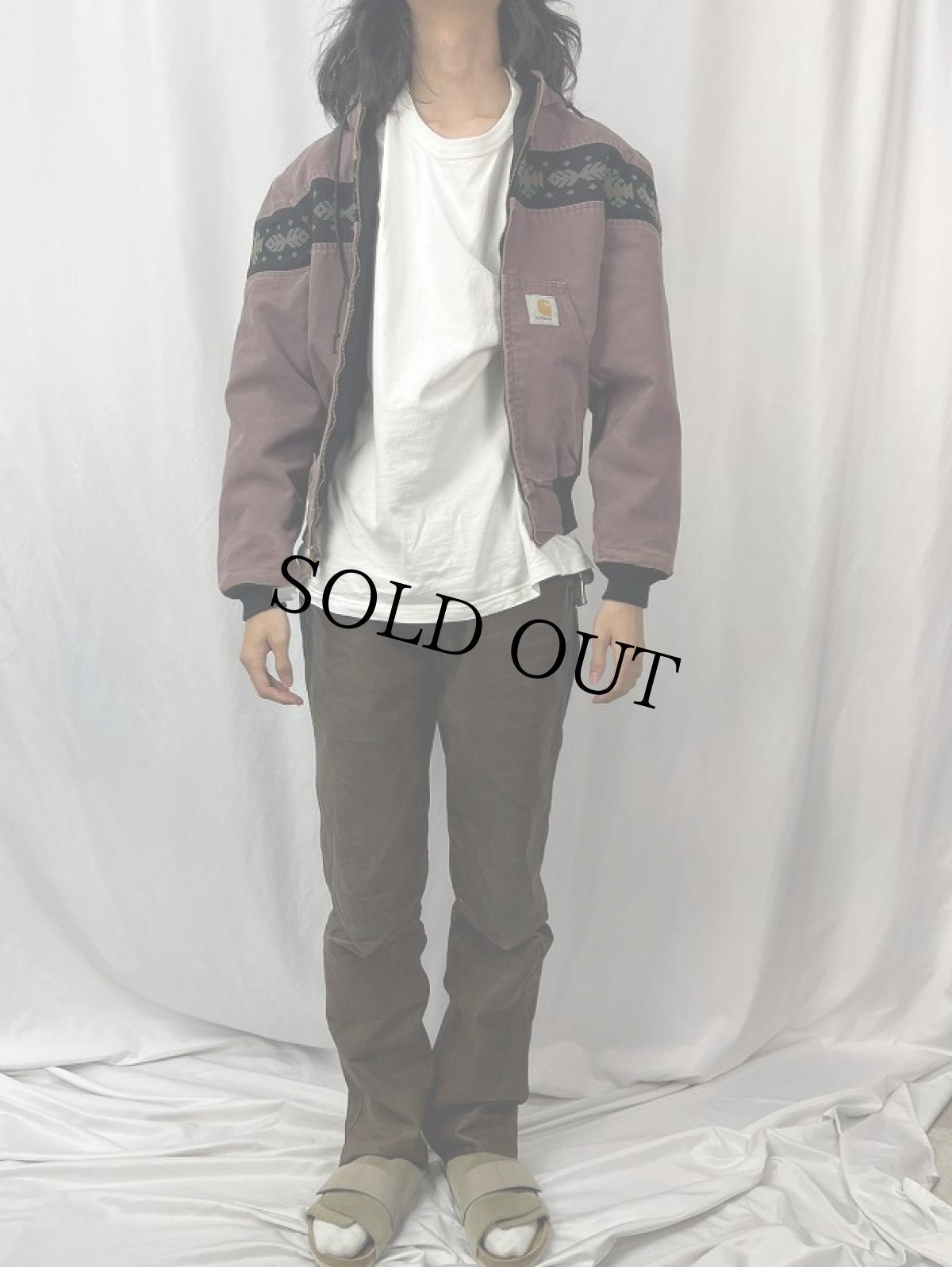 画像2: 90's Carhartt USA製 ネイティブ柄アクティブパーカー M (2)