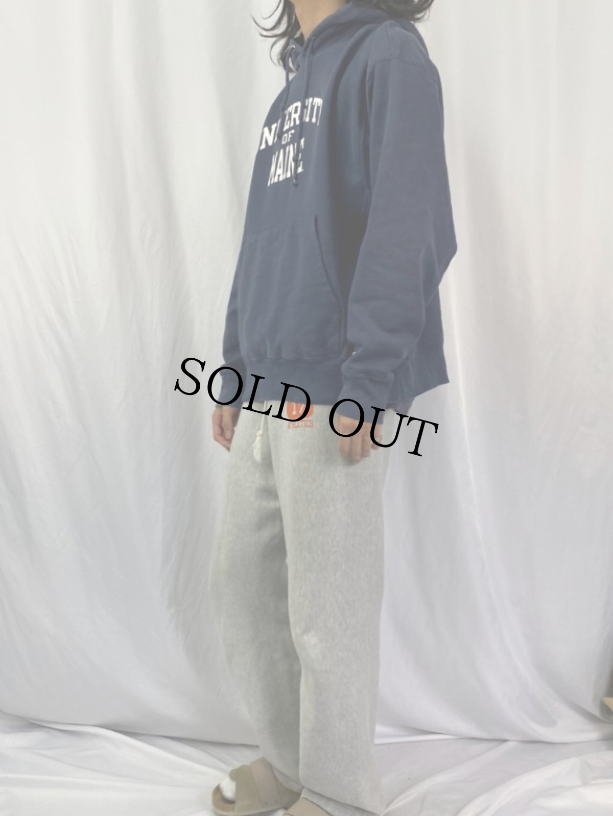 画像3: 00's Champion REVERSE WEAVE "UNIVERSITY OF MAINE" プリントスウェットフーディー L (3)