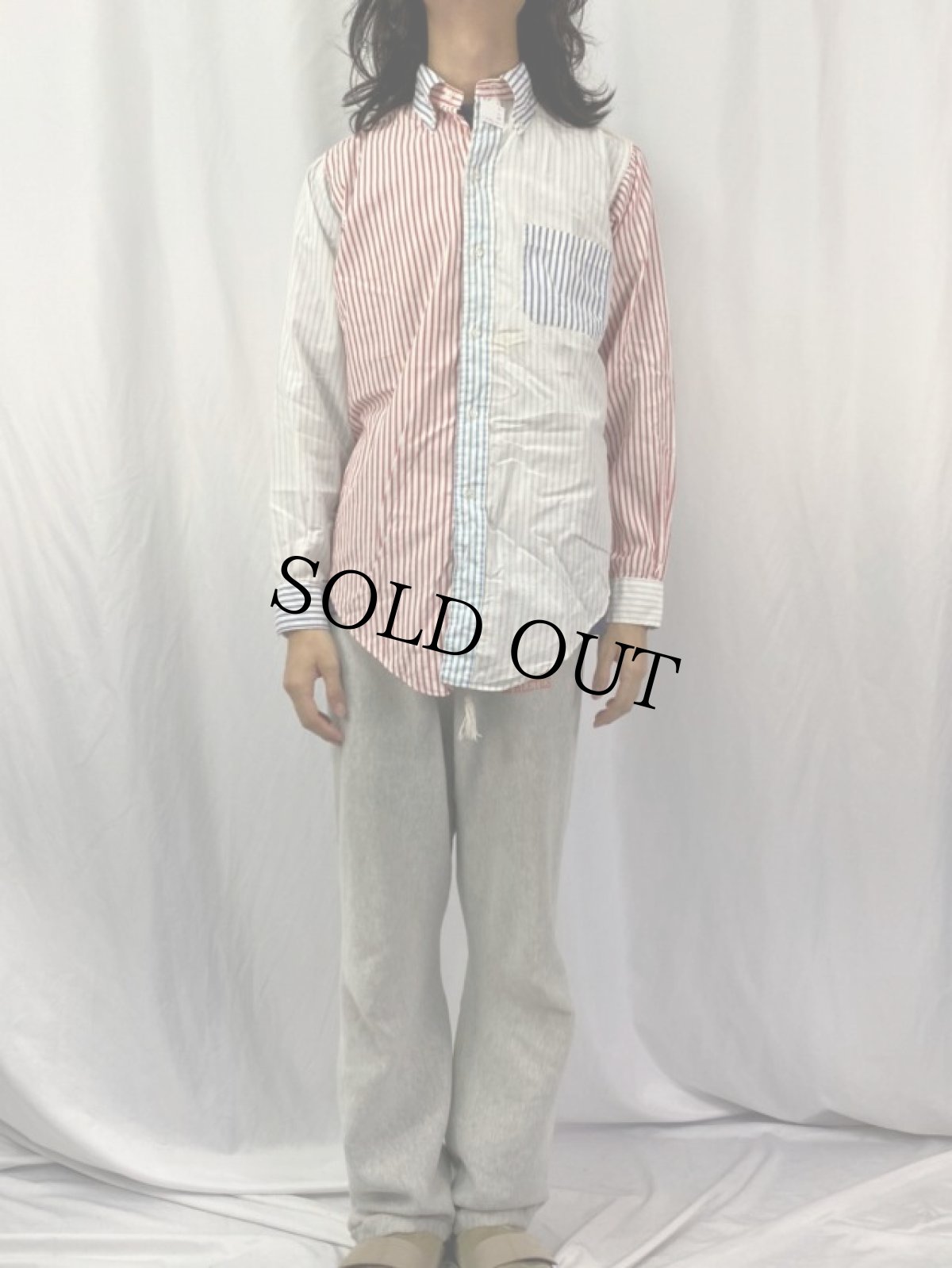 画像2: Brooks Brothers USA製 ストライプ柄 クレイジーパターン コットンボタンダウンシャツ (2)