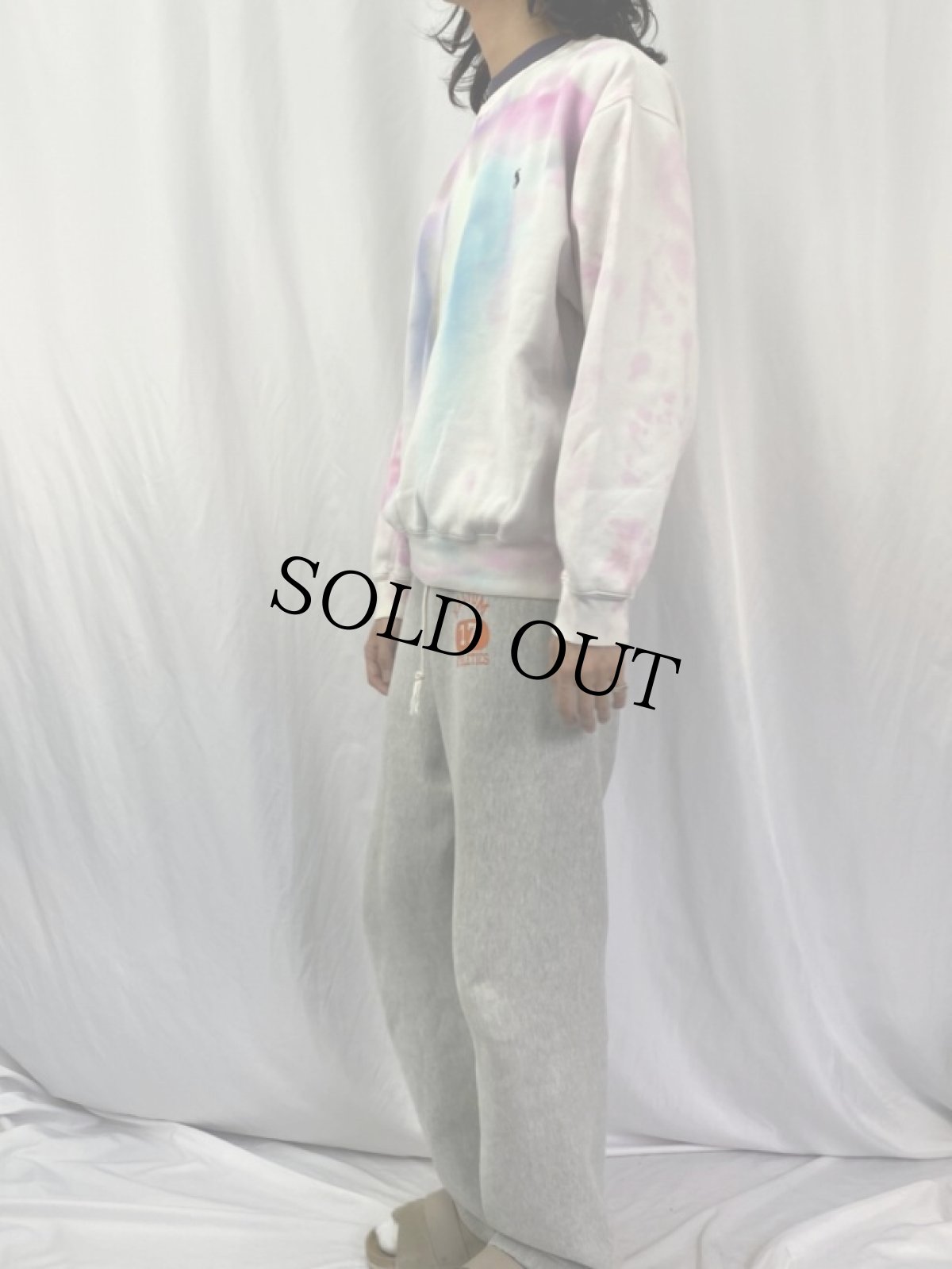 画像3: 90's POLO Ralph Lauren ロゴ刺繍 タイダイ染めスウェット L (3)