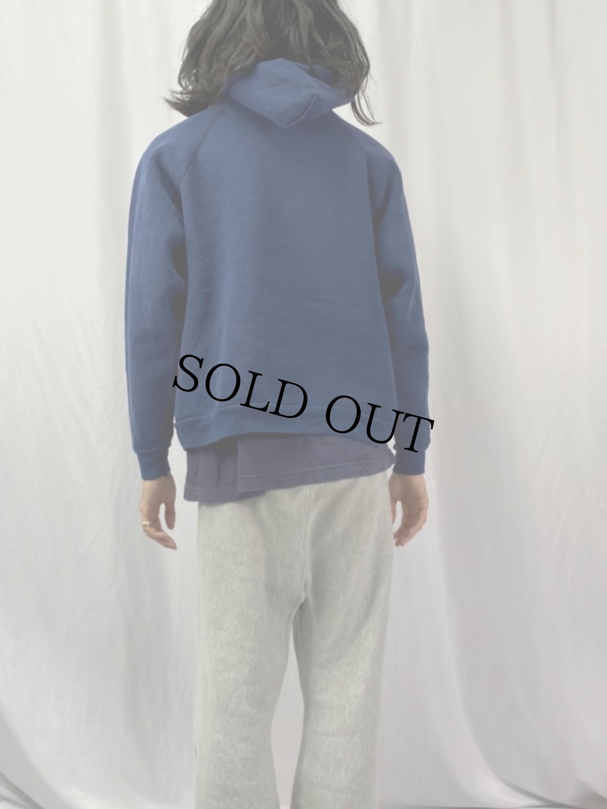 画像4: 80's DISCUS USA製 無地 ラグランスウェットフーディ XL NAVY (4)