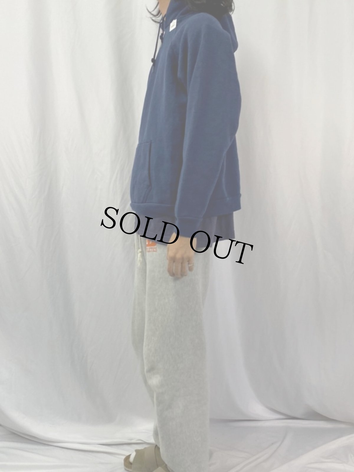 画像3: 80's DISCUS USA製 無地 ラグランスウェットフーディ XL NAVY (3)