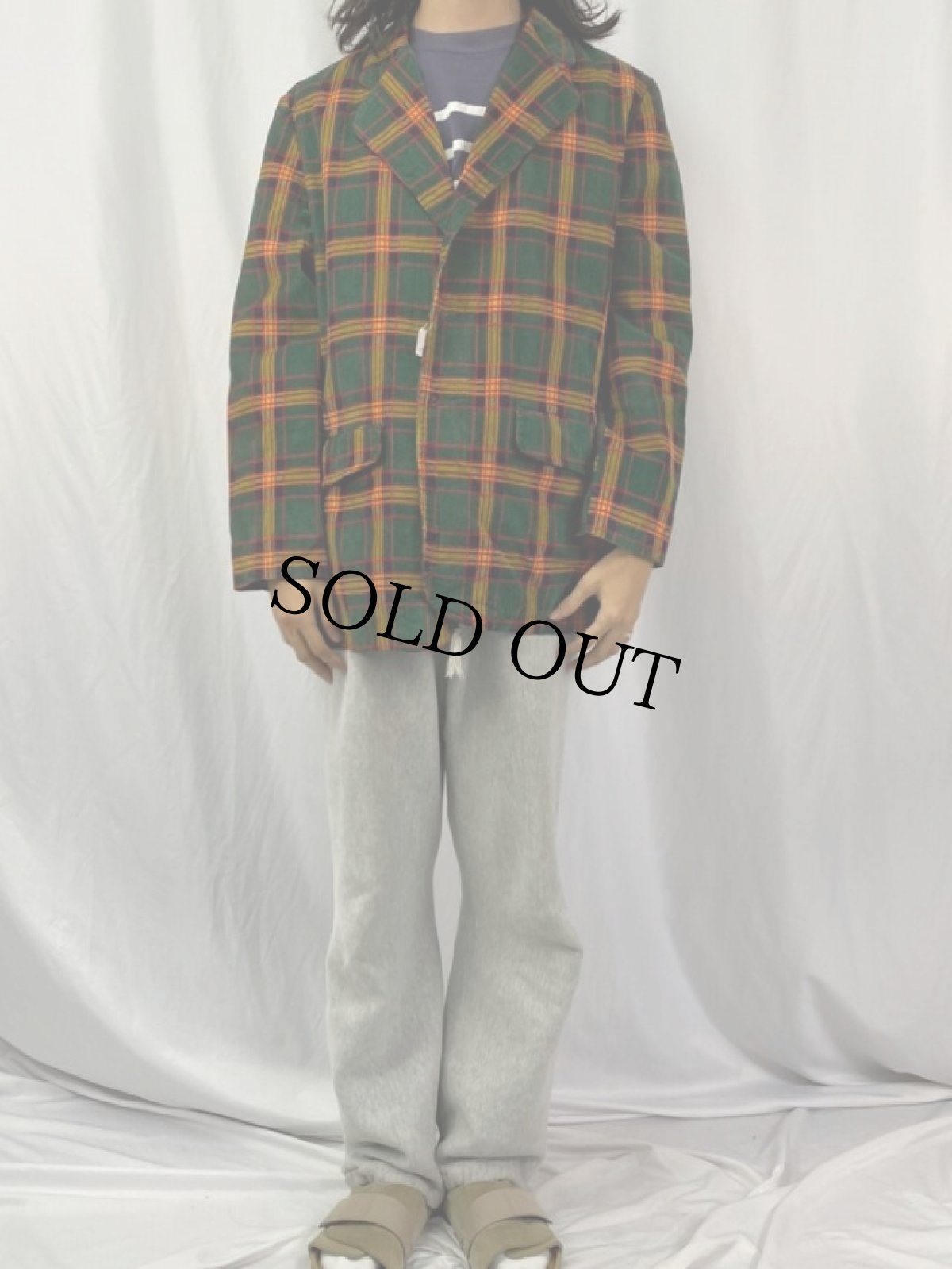 画像2: 60〜70's チェック柄 コーデュロイテーラードジャケット (2)