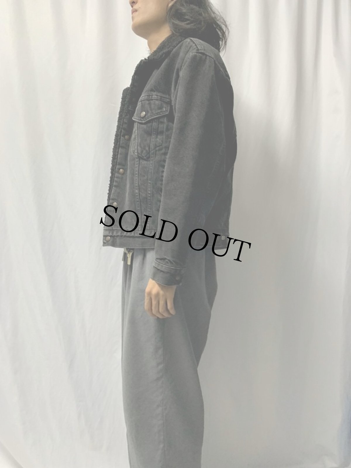 画像3: 90's Levi's USA製 70629 ブラックデニム ボアジャケット M (3)