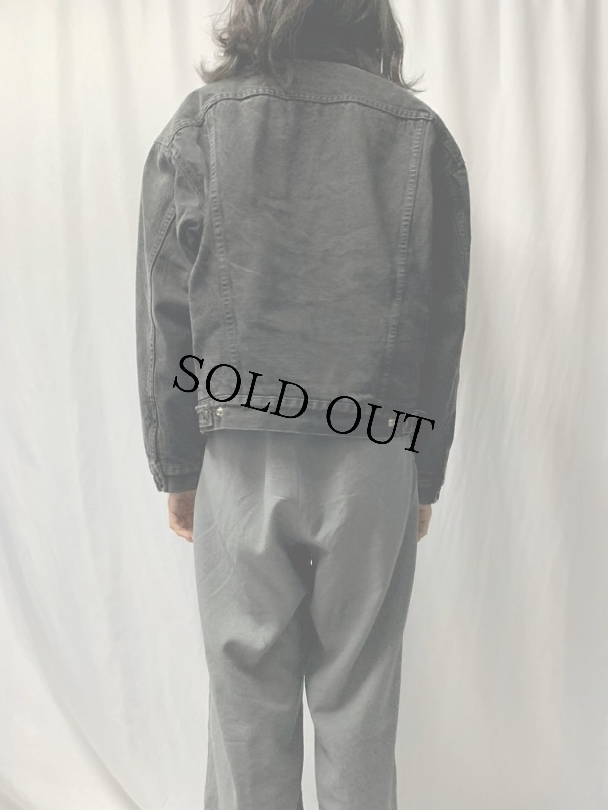 画像4: 90's Levi's USA製 70629 ブラックデニム ボアジャケット M (4)