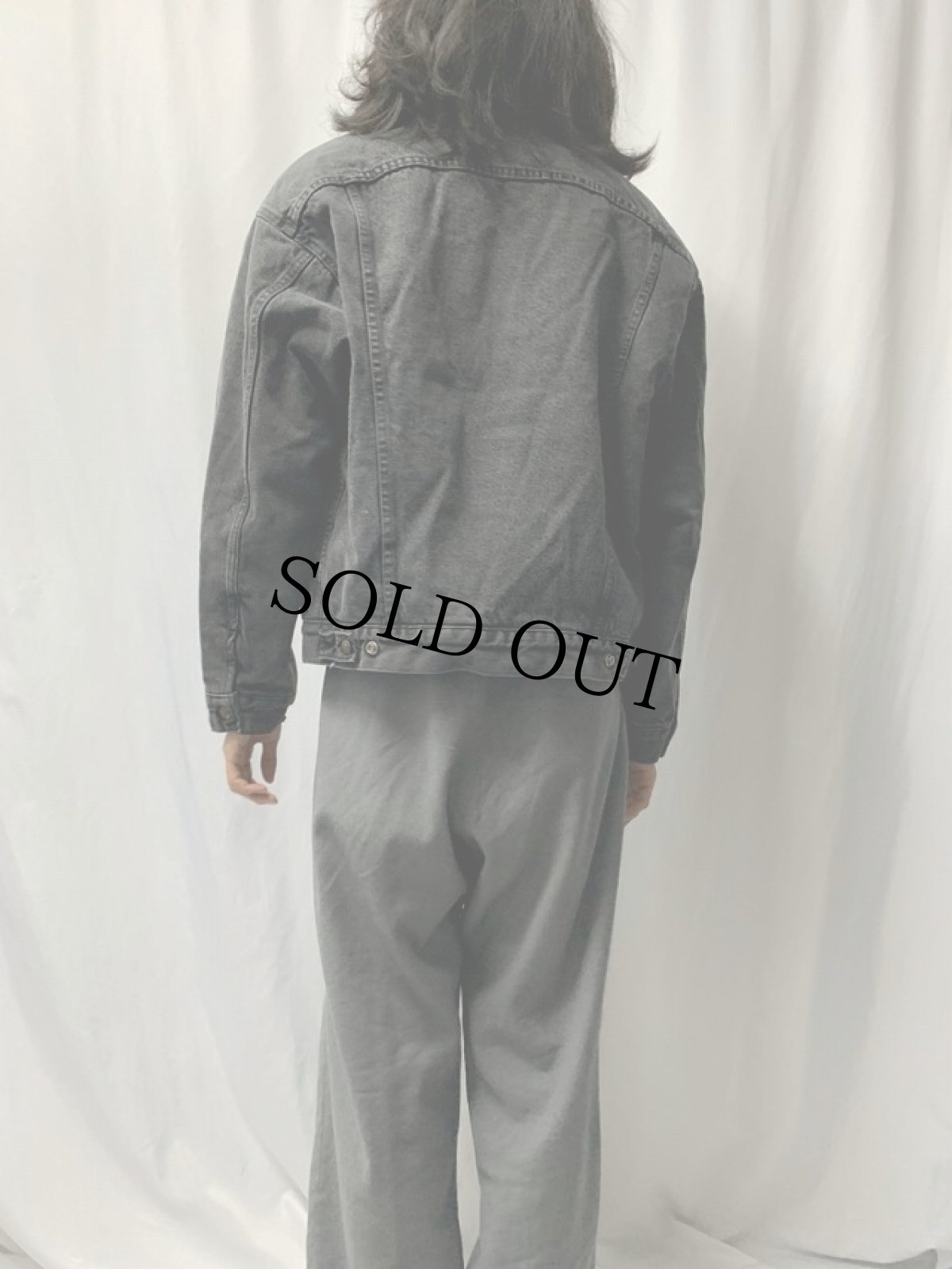 画像4: 90's Levi's 70609 USA製 ブラックデニム ボアジャケット L (4)