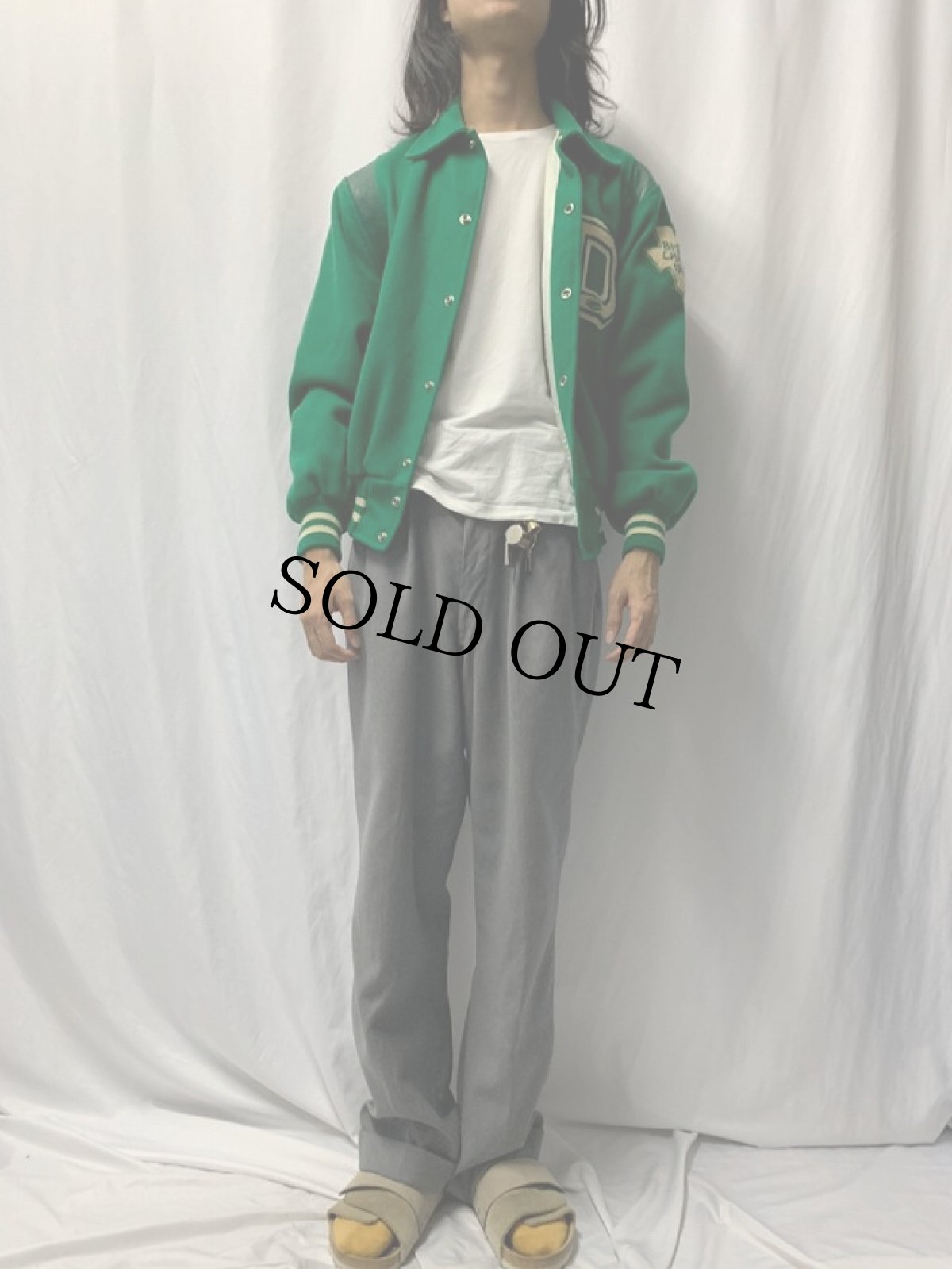 画像2: 60's USA製 ウール×レザースタジャン (2)