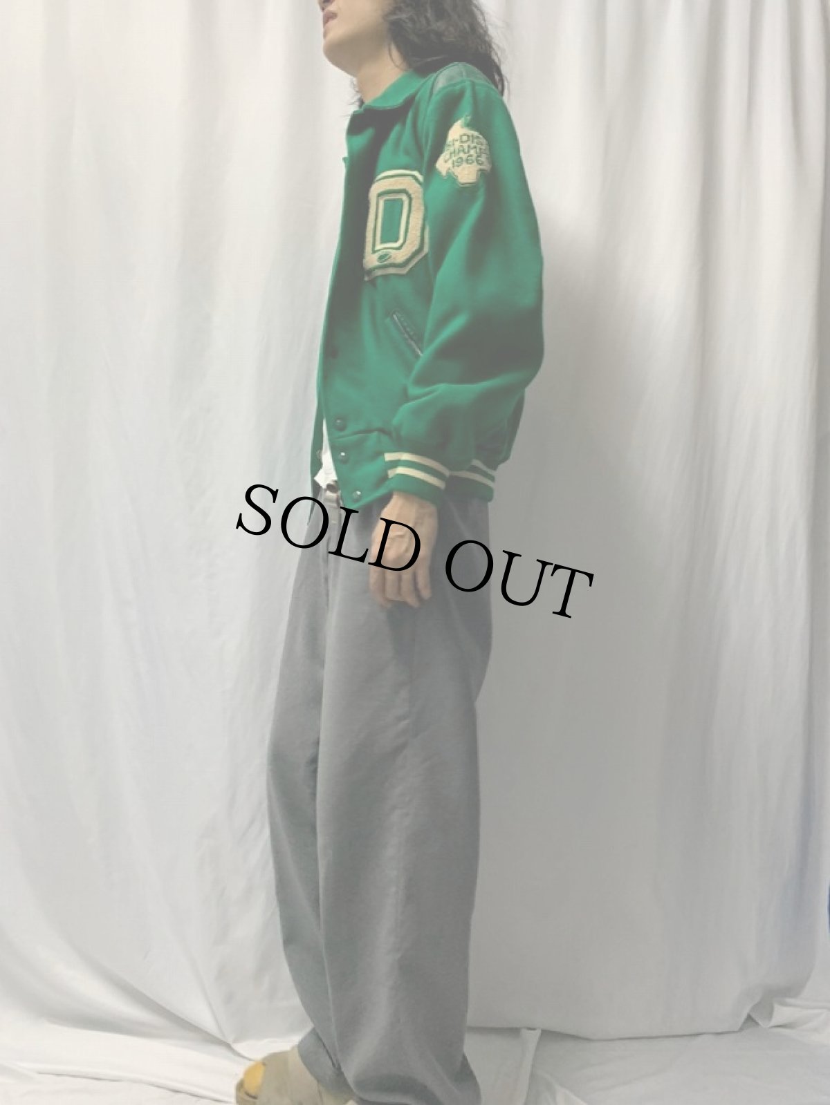 画像3: 60's USA製 ウール×レザースタジャン (3)