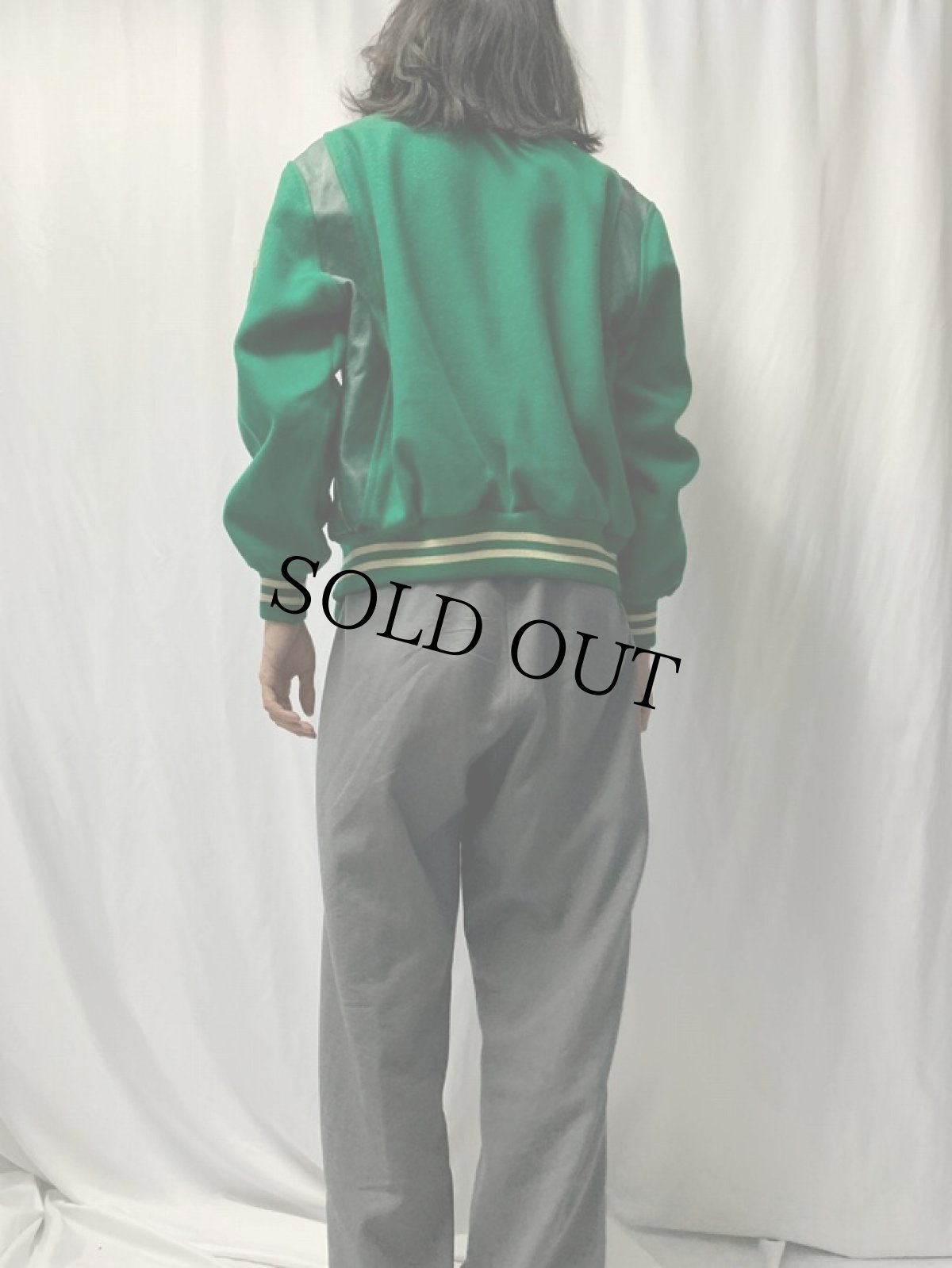 画像4: 60's USA製 ウール×レザースタジャン (4)