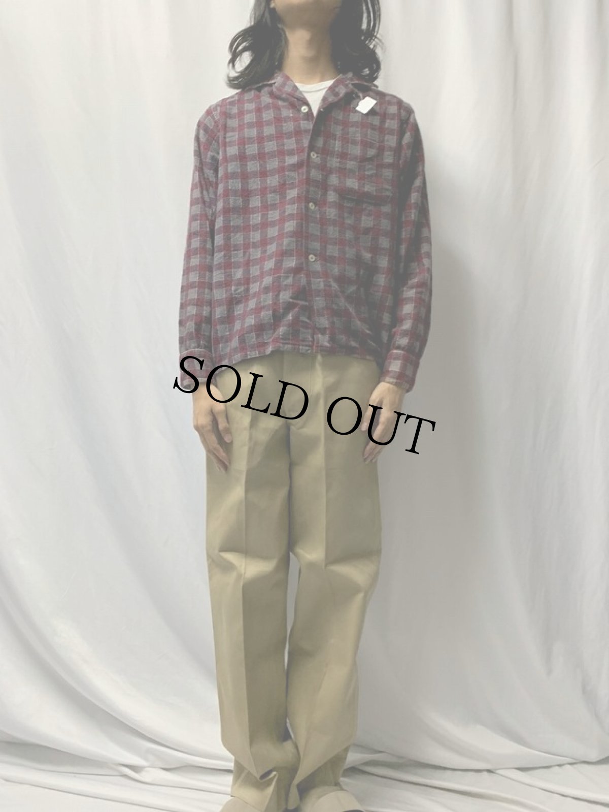 画像2: 50's Marlboro BIG TIMBER プリントネル オープンカラーシャツ M (2)