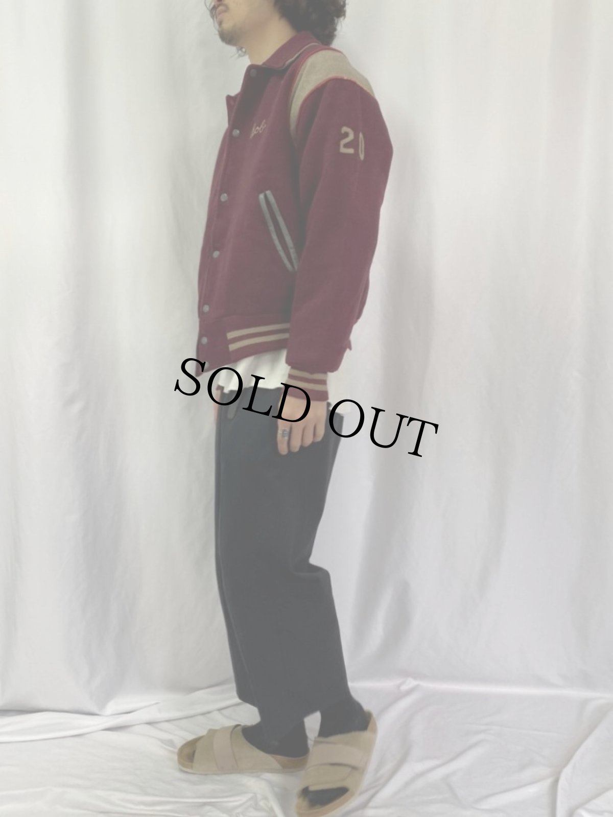 画像3: 60's HEWITT MFG "CLIFTON P.V.C. CHAMPS" ウールスタジャン size40 (3)