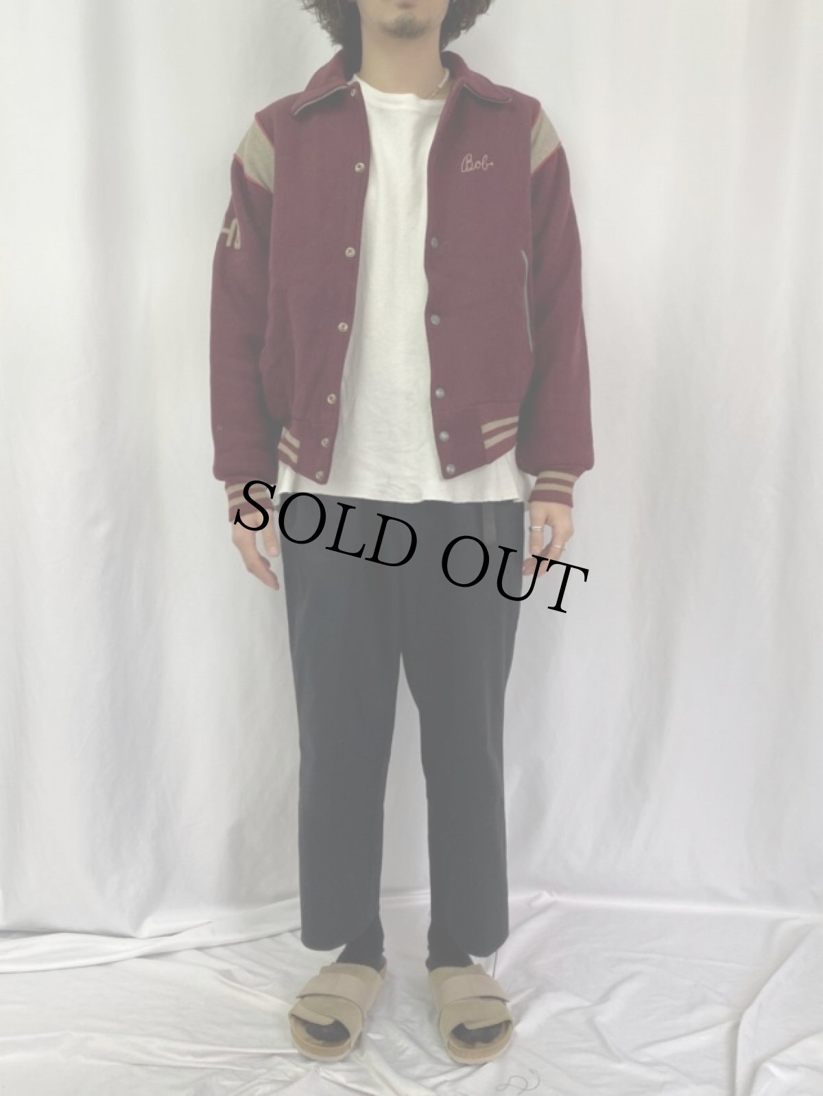 画像2: 60's HEWITT MFG "CLIFTON P.V.C. CHAMPS" ウールスタジャン size40 (2)