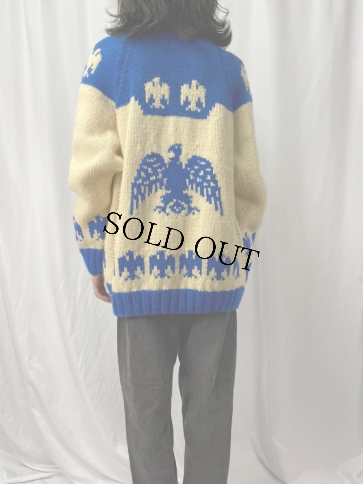 画像4: 【SALE】 70's サンダーバード柄 カウチンニットジャケット (4)