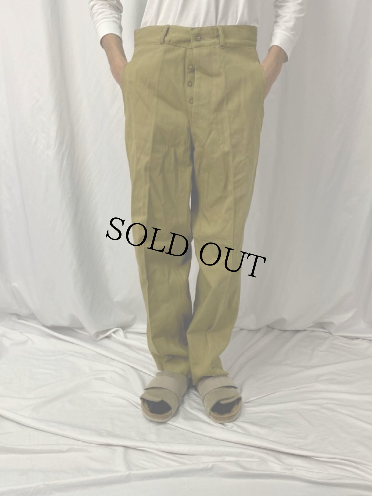 画像2: 〜40's HAUGH BRAND コットンツイルワークスラックス DEADSTOCK W32 (2)