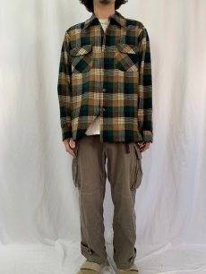 画像2: 70〜80's PENDLETON USA製 チェック柄 オープンカラーウールシャツ L (2)