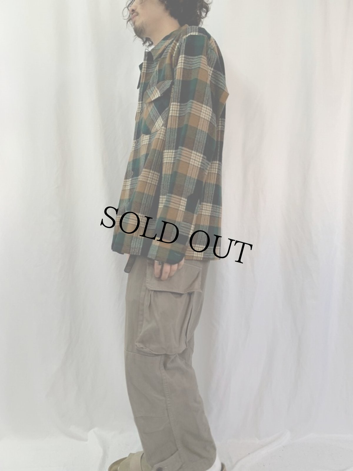 画像3: 70〜80's PENDLETON USA製 チェック柄 オープンカラーウールシャツ L (3)