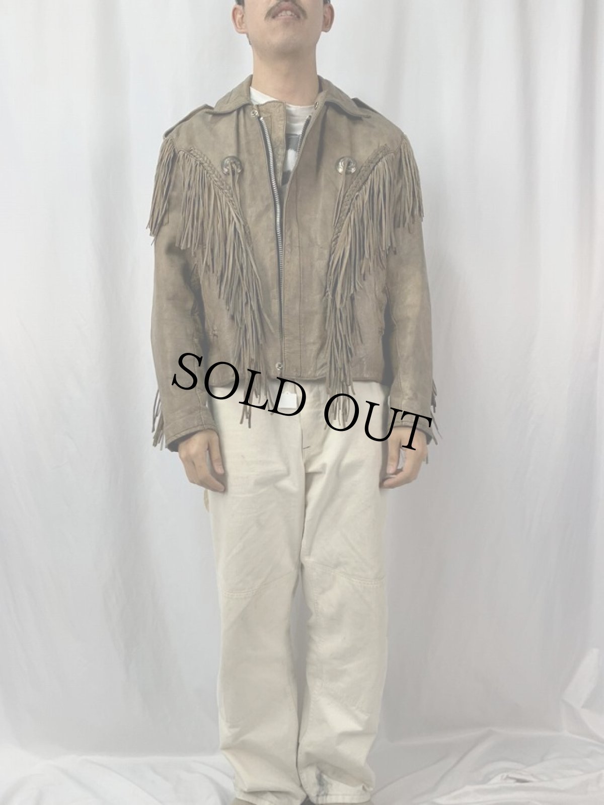 画像2: 70〜80's フリンジレザージャケット (2)