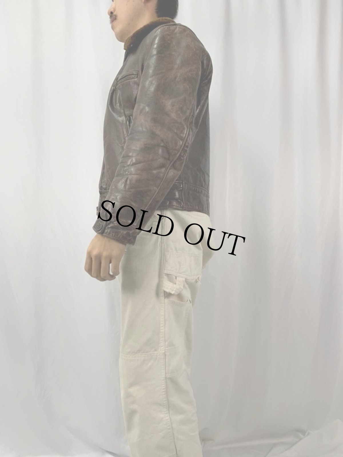 画像3: 50〜60's ボアレザースポーツジャケット (3)