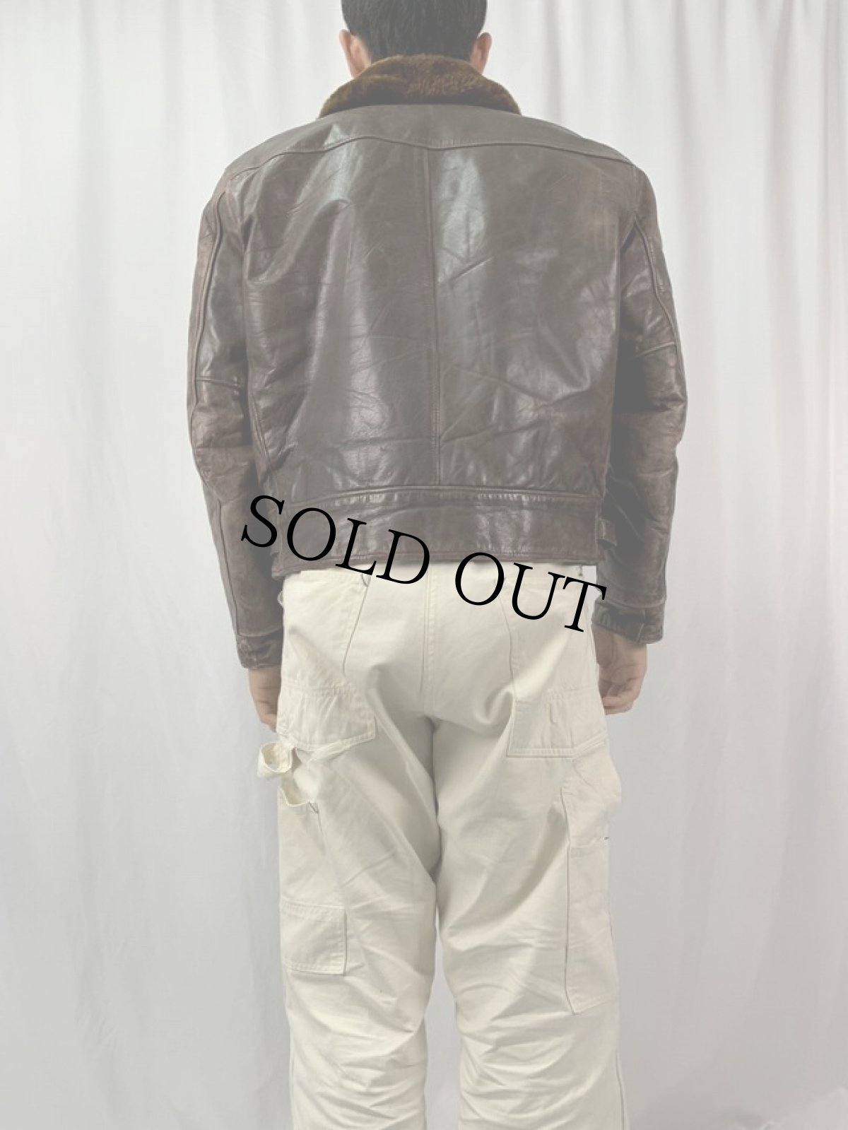 画像4: 50〜60's ボアレザースポーツジャケット (4)