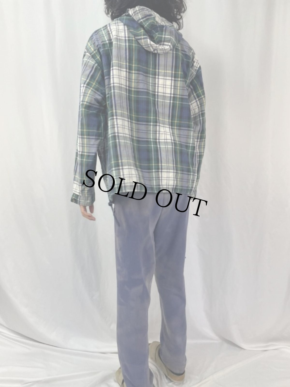 画像4: Eddie Bauer チェック柄 ハーフジップコットンパーカー M (4)