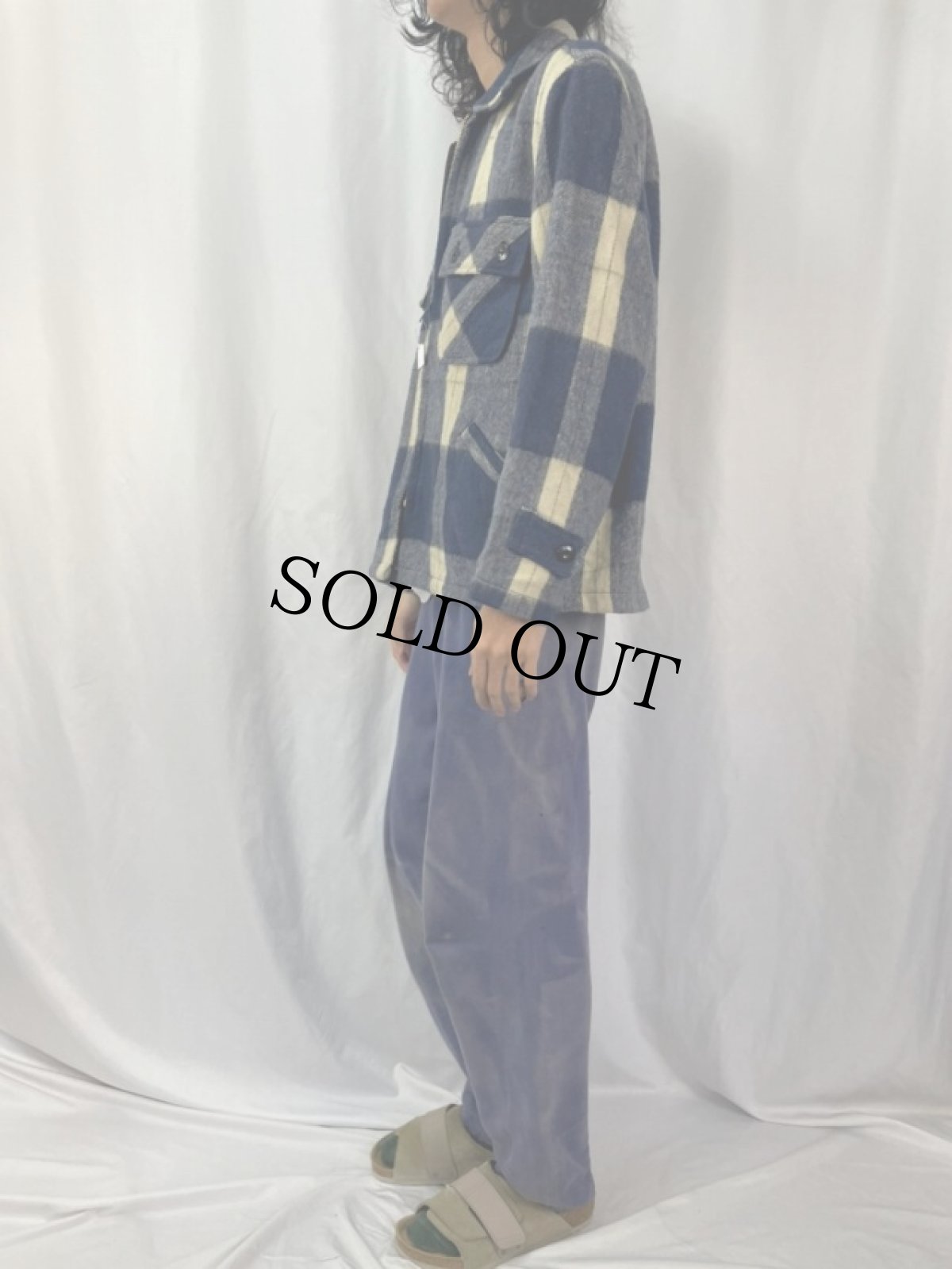 画像3: 70's Sears KINGS ROAD チェック柄 アクリル×ウール シャツジャケットM (3)