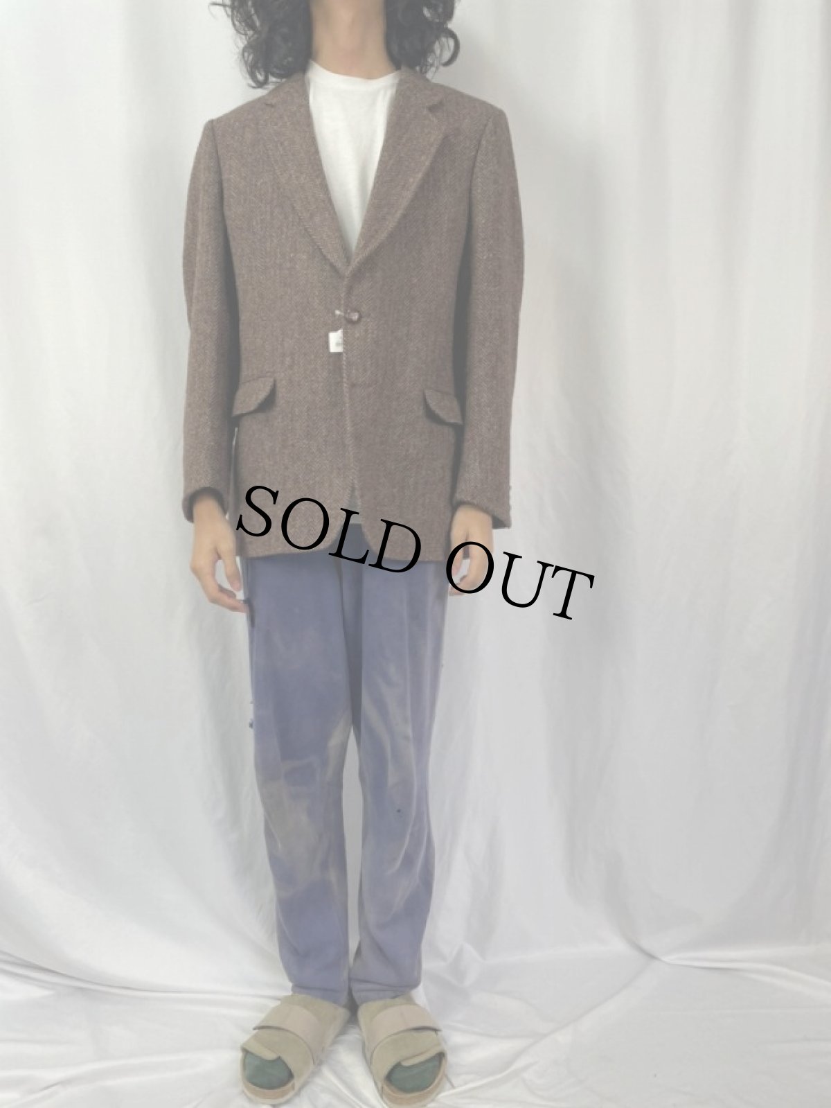 画像2: 90's Harris Tweed CANADA製 ツイードテーラードジャケット (2)