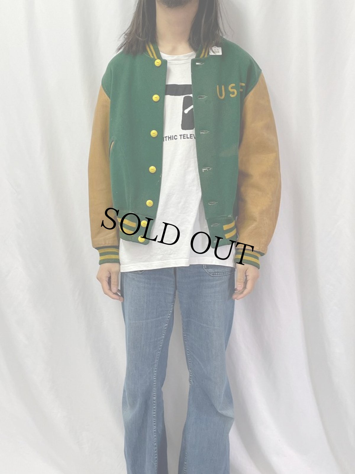 画像2: 50's H.L.Whiting レザー×メルトンスタジャン (2)