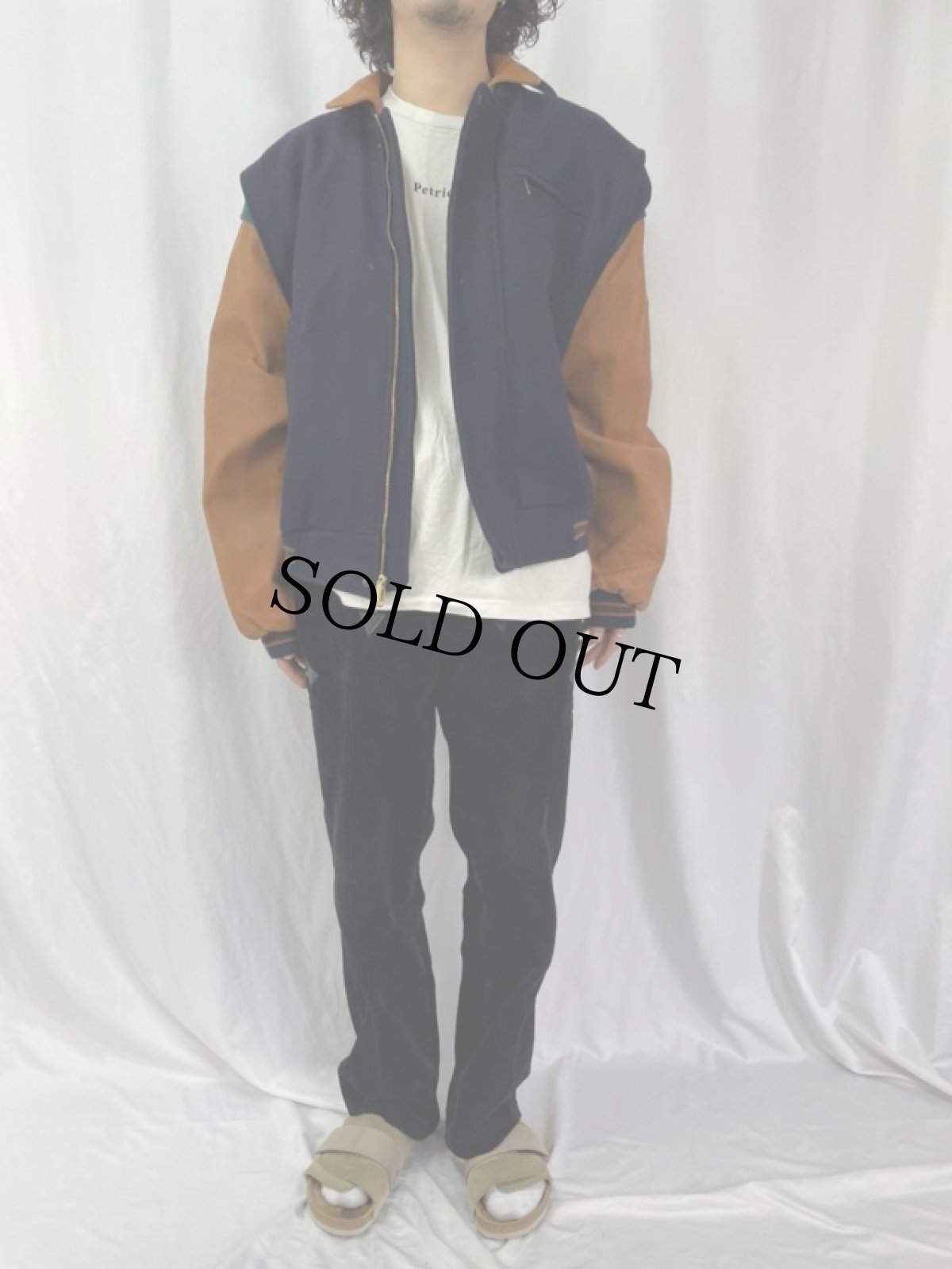 画像2: メルトン×レザー スタジャン XL (2)