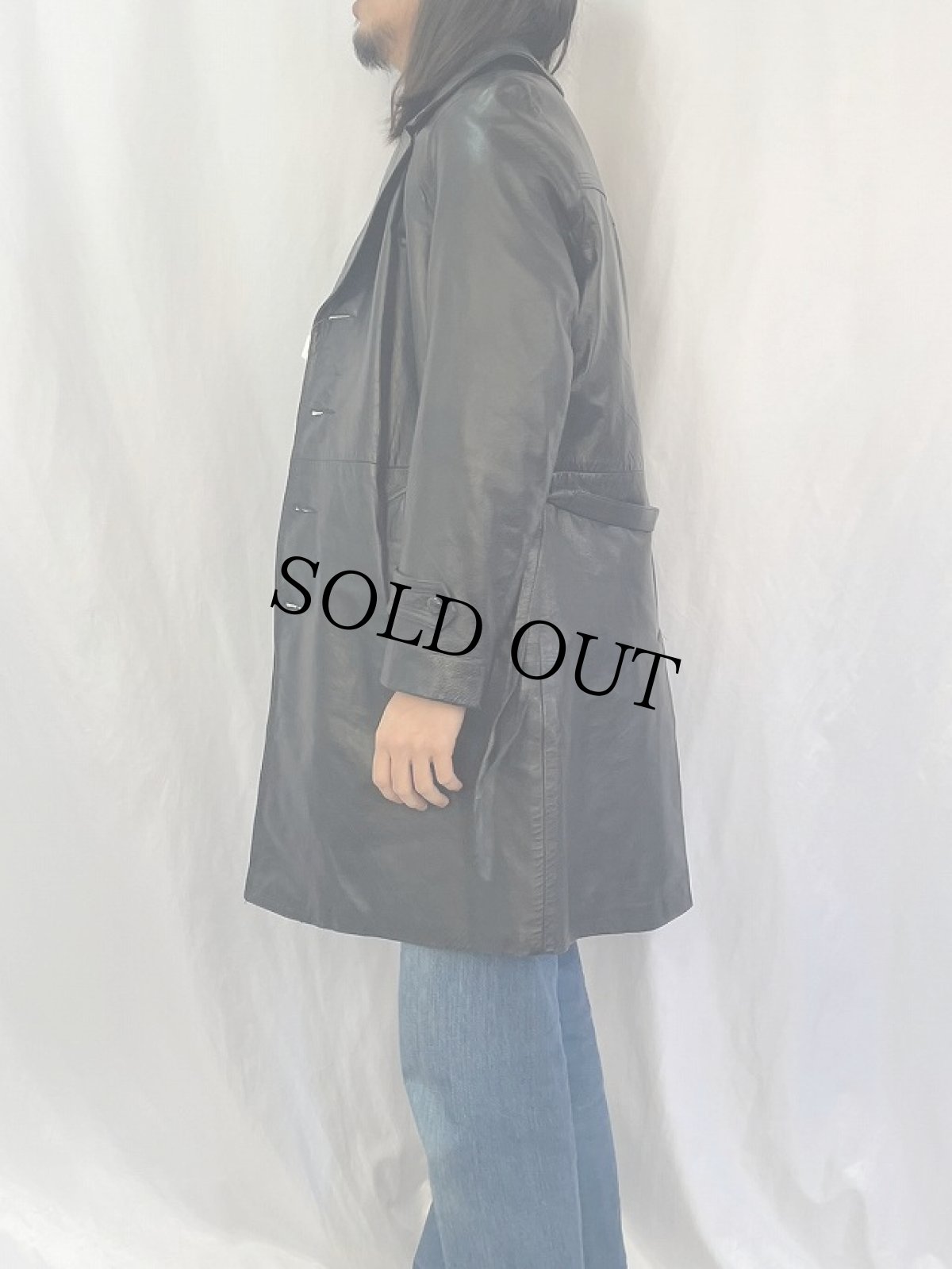 画像3: 70's〜 ベルト付き レザーコート size36 (3)