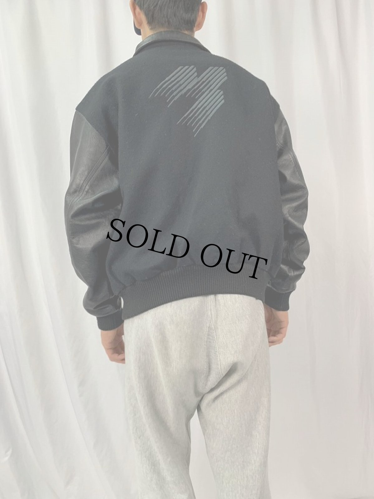 画像5: "NOKIA" 企業ロゴ刺繍 メルトン×レザースタジャン L (5)