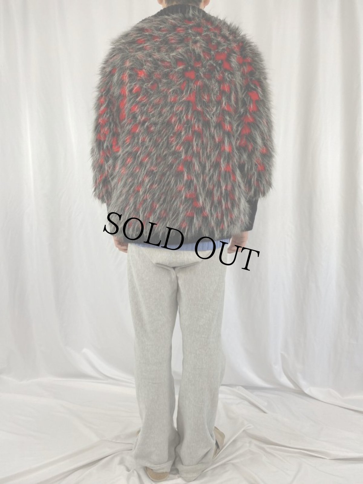 画像4: 80's LIFESTYLE ニット切り替え フェイクファー デザインジャケット (4)