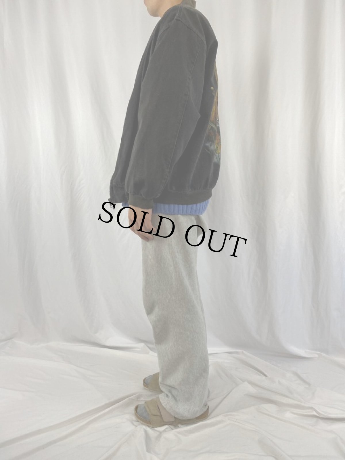 画像3: 90's〜 HARLEQUIN トラ柄 ブラックデニムブルゾン (3)