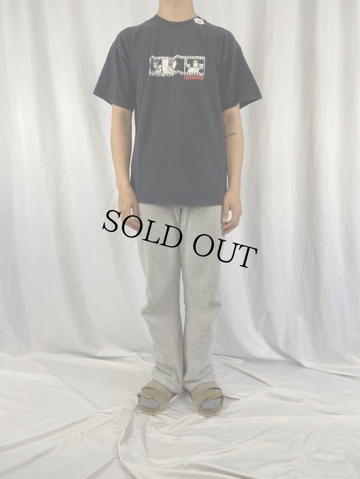 画像2: SUPERGRASS ロックバンドTシャツ L (2)