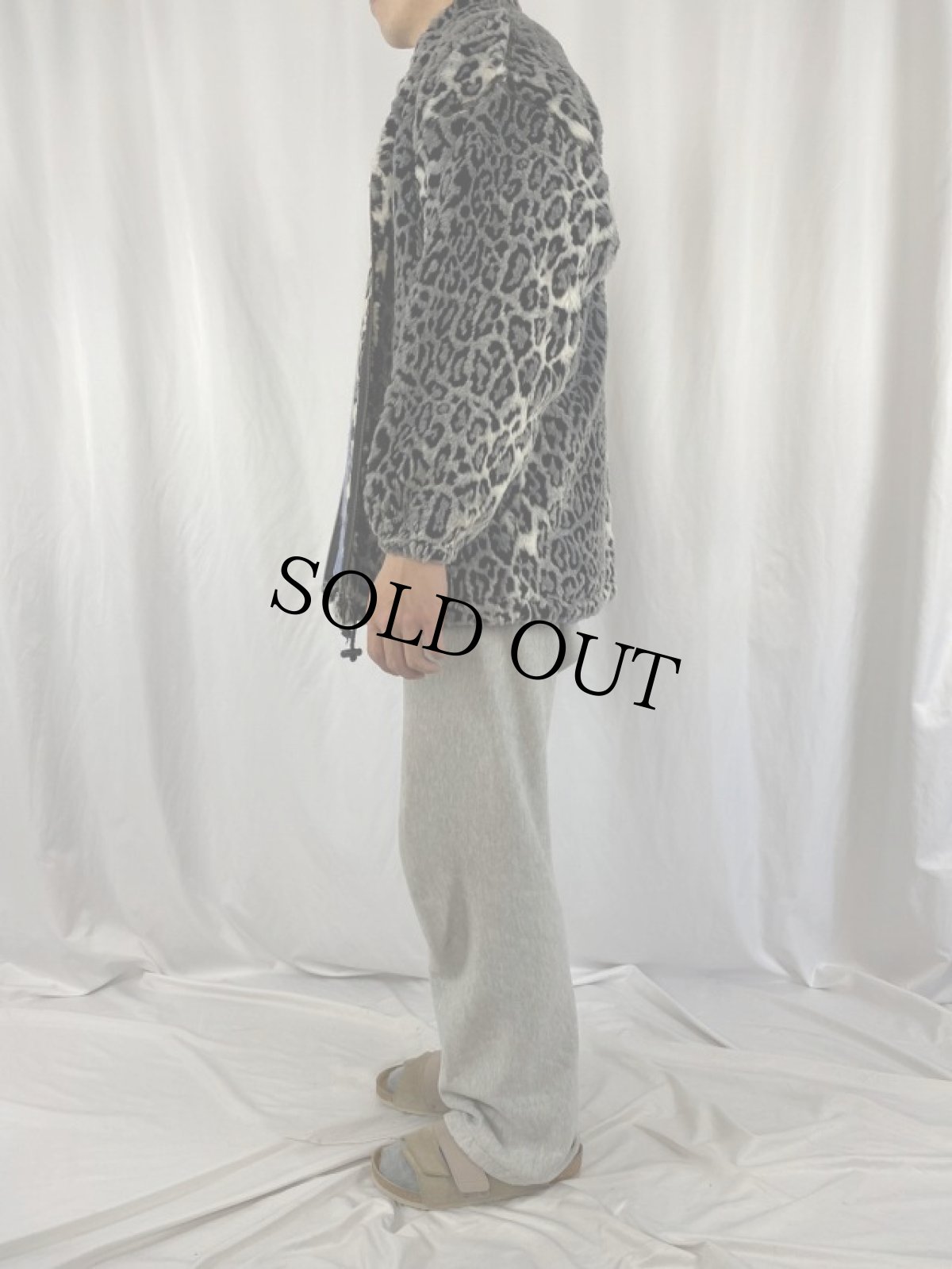 画像3: EZZE WEAR レオパード柄 フェイクファージャケット S (3)