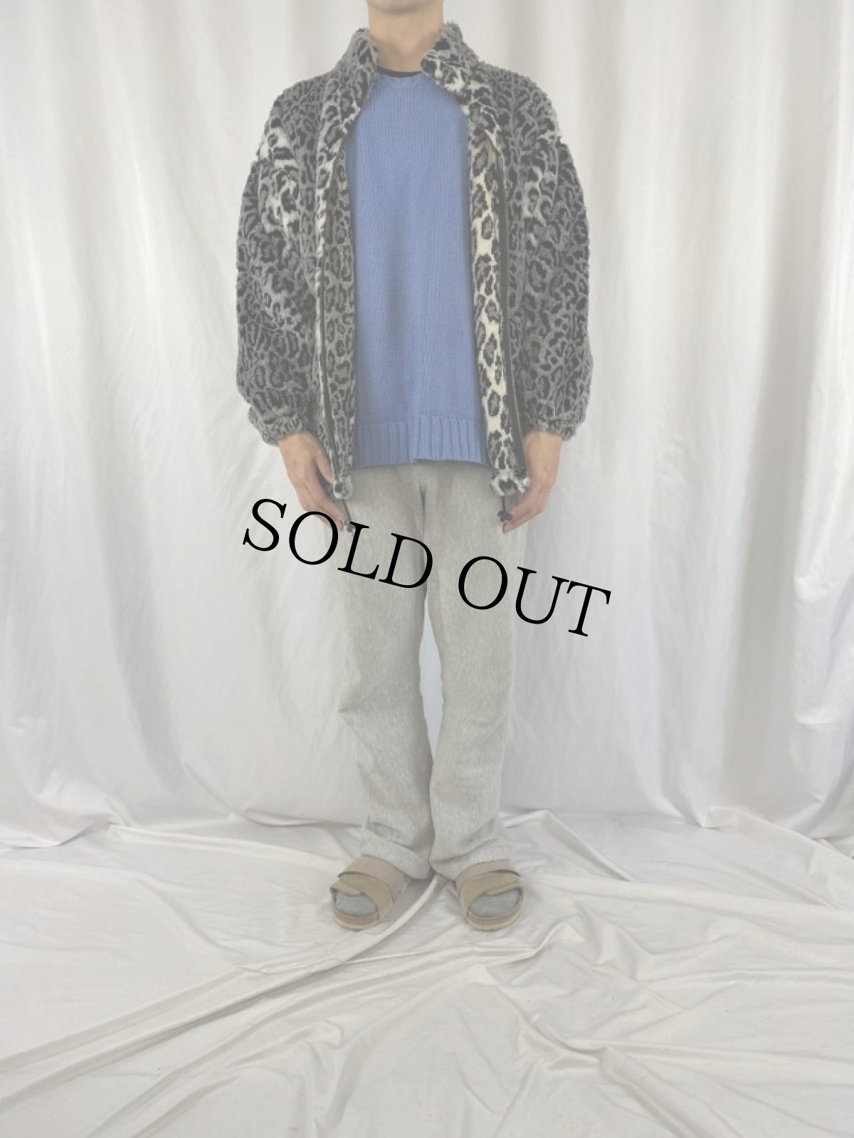 画像2: EZZE WEAR レオパード柄 フェイクファージャケット S (2)