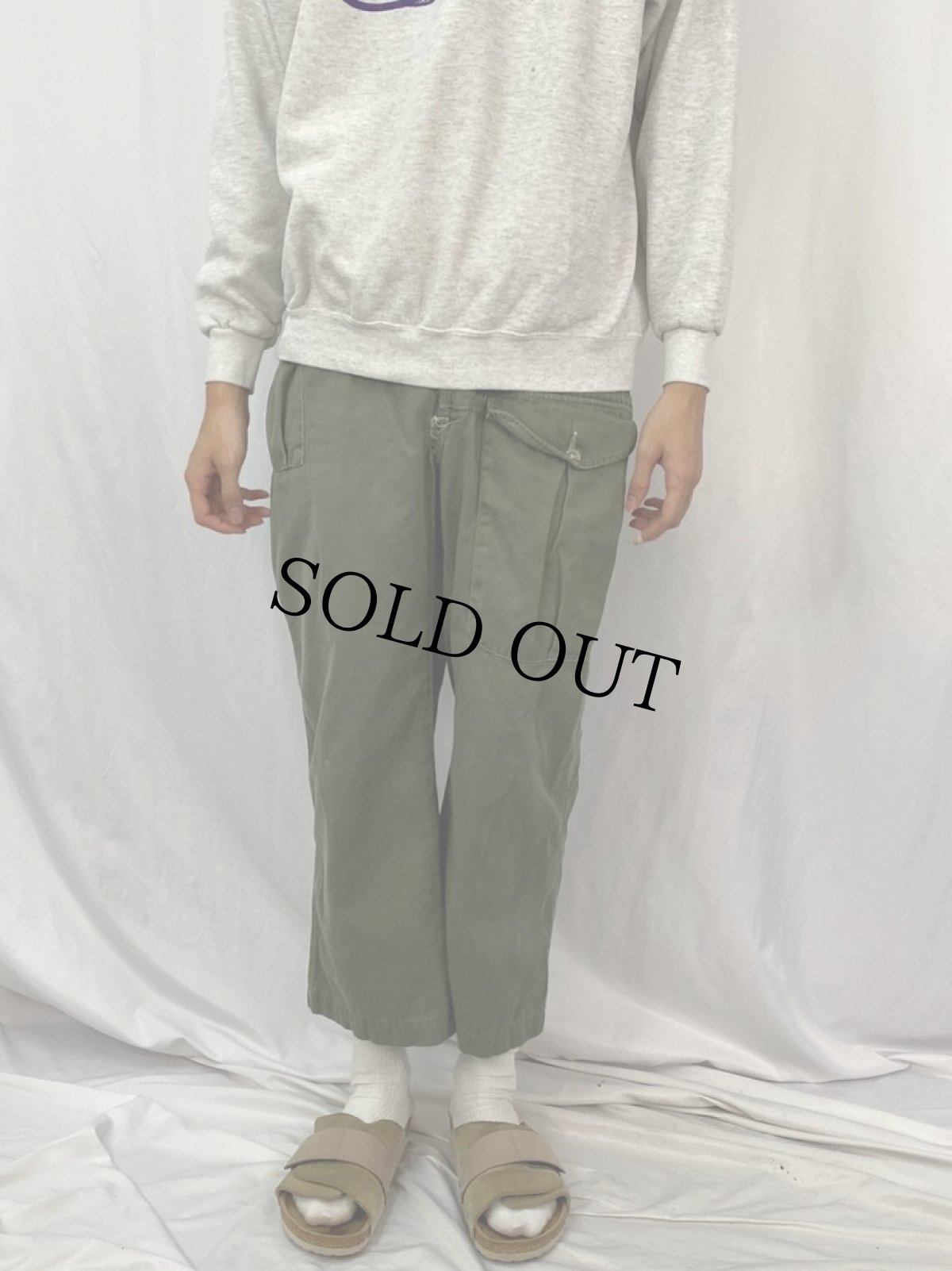 画像4: 70's オランダ軍 ベルテッドフィールドパンツ W25-27 (4)