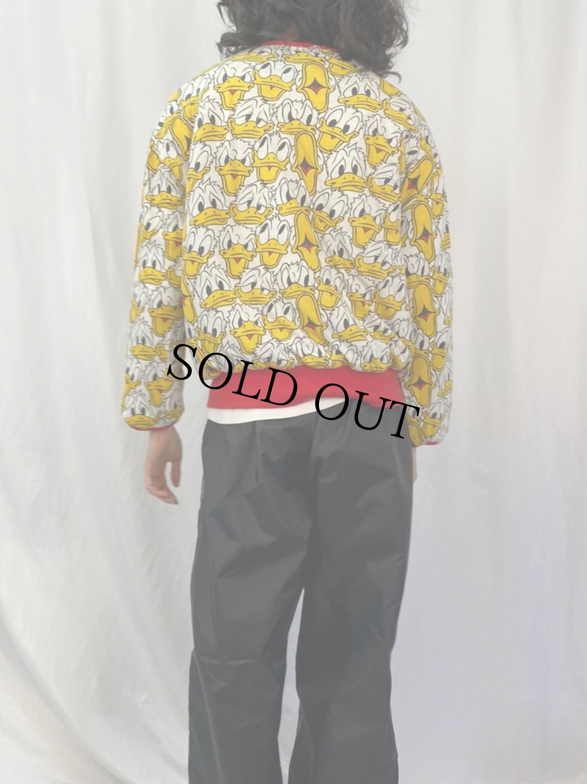 画像6: 90's〜 Disney ドナルドダック キャラクター総柄 リバーシブルスウェット (6)